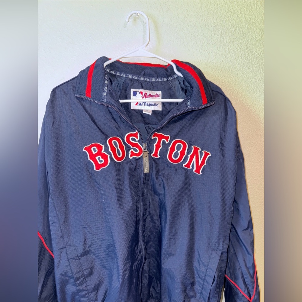 Boston Red Sox Jacket Mens XL Navy MLB Baseball Dugout Majestic